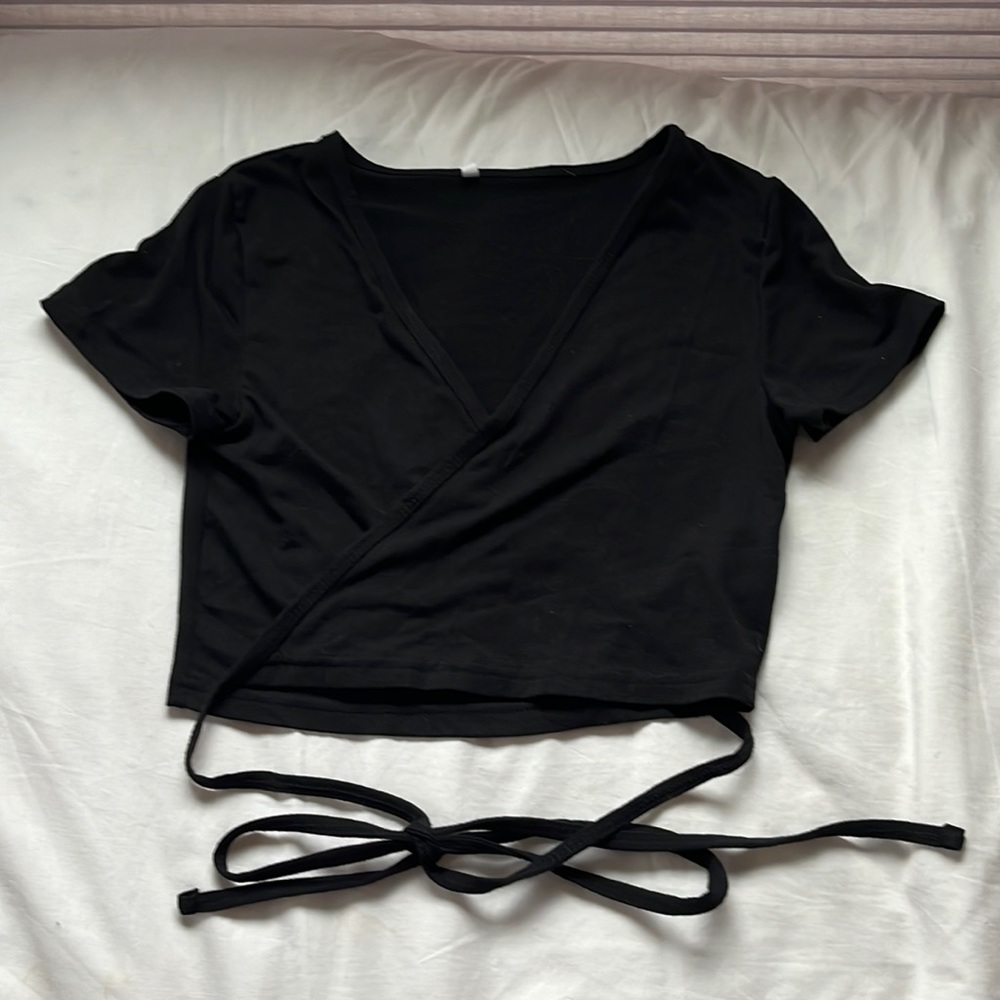 Shein black wrap top size S